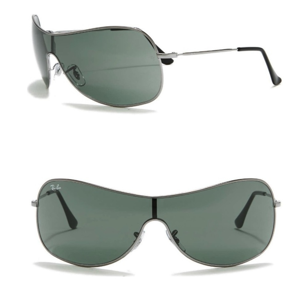 Ray-Ban 125mm Pilot Shield Oversized Sunglasses Gunmetal Gray Unisex - Picture 8 of 10
